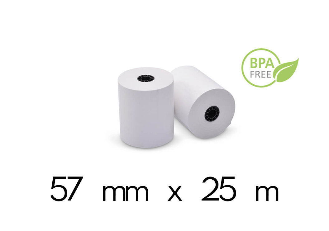 Rolǎ hârtie termică 57mm x 25m, BPA free